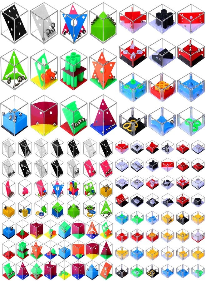 RoundFunny 100 Pcs Brain Teaser Puzzle Cubes Mini Puzzle Party Favor Mini Games Cubes Box Bulk for Kids Stocking Goodie Bag Stuffers for Maze Games Classroom Prizes Gifts - Image 1